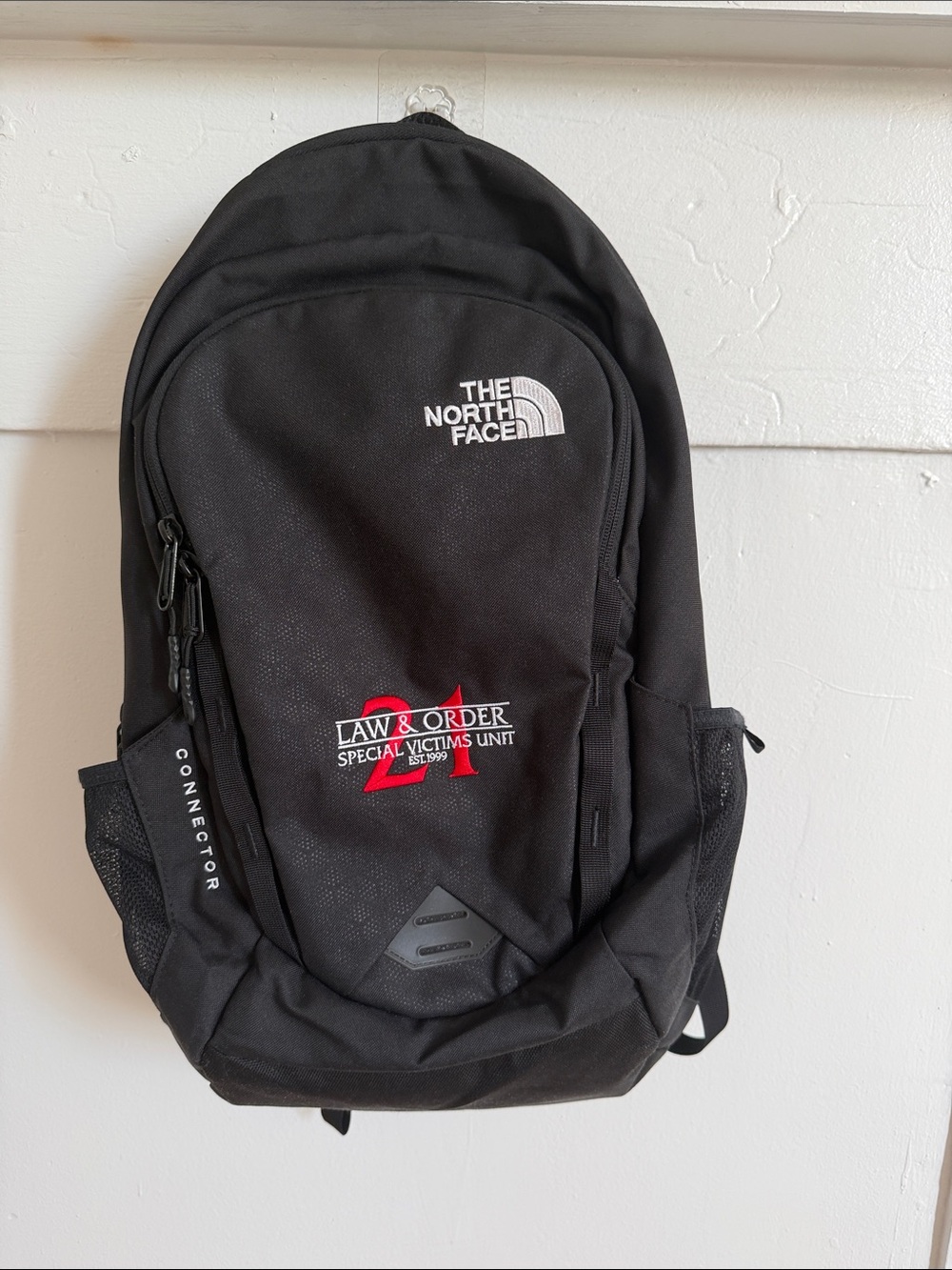 The North Face Black Backpack with Red Law & Order SVU Accent